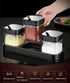 Glass Condiment Jar Spice Container Set with Lids and Spoons, Square Clear Seasoning Bowls for Kitchen Countertop