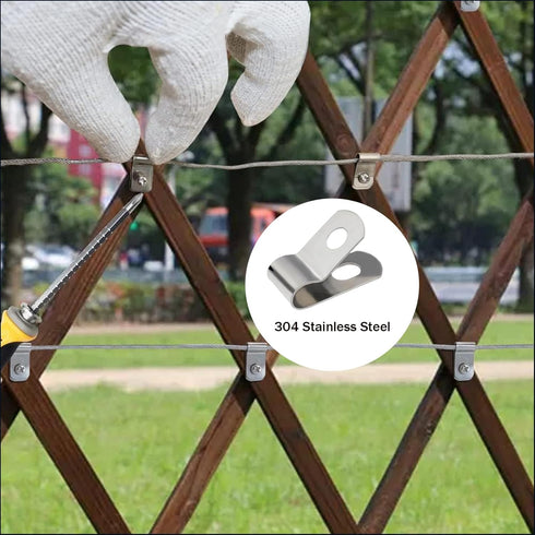 Wire Fence Clips, 100 Pcs Stainless Steel Agricultural Fencing Mounting Clips for 12-16 Gauge Welded Wire