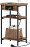 Hzuaneri End Table with Charging Station, 3 Tier Storage Bed Side Table