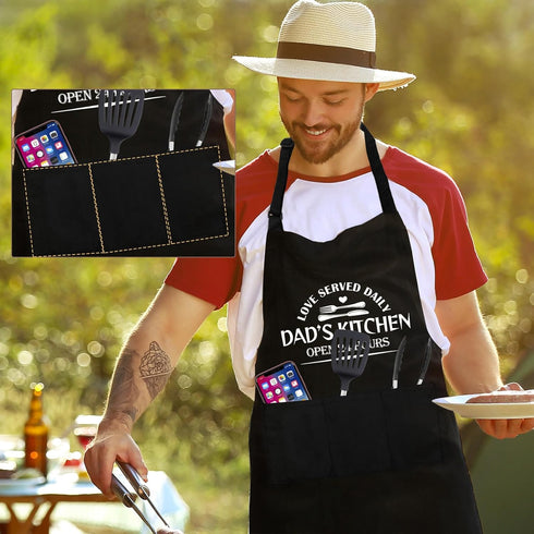 Grilling Aprons for Men, Canvas Cross Back Adjustable Chef Aprons with Large Pockets, Funny Gifts for Men