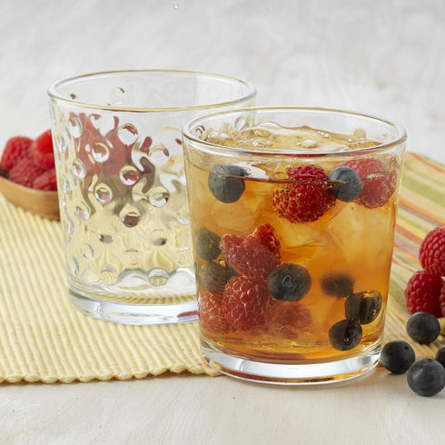 Libbey Awa Tumbler and Rock Glasses Set - Elegant Polka Dot Drinking Glasses, 16 All Purpose Cups for Events