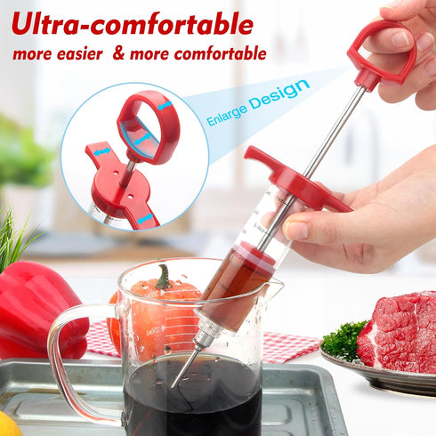 Meat Injector, TGE-V 1-oz Plastic BBQ Marinade Injector Kit with Stainless Steel Needles and Cleaning Brush