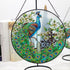 Peacock Stained Glass Suncatcher: Hand-Painted Window Wall Hanging Decor Ornament 6.5''*6.5'' for Home Garden Gift