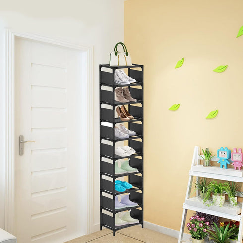 UrMsun 10-Tier Vertical Shoe Rack, Tall Narrow Shoe Shelf Space Saving Organizer for Entryway Door Small Space