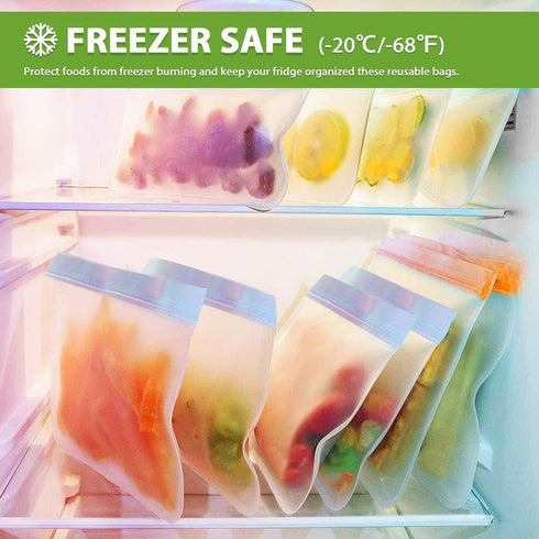 IDEATECH 12 Pack Reusable Storage Bags, BPA Free PEVA Freezer Bags, Gallon & Sandwich Bags for Men and Women