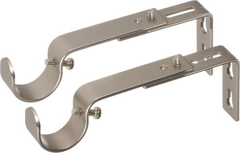 Ivilon Adjustable Brackets for Curtain Rods - Set of 2 for 1 or 1 1/8 Inch Rods, Satin Nickel