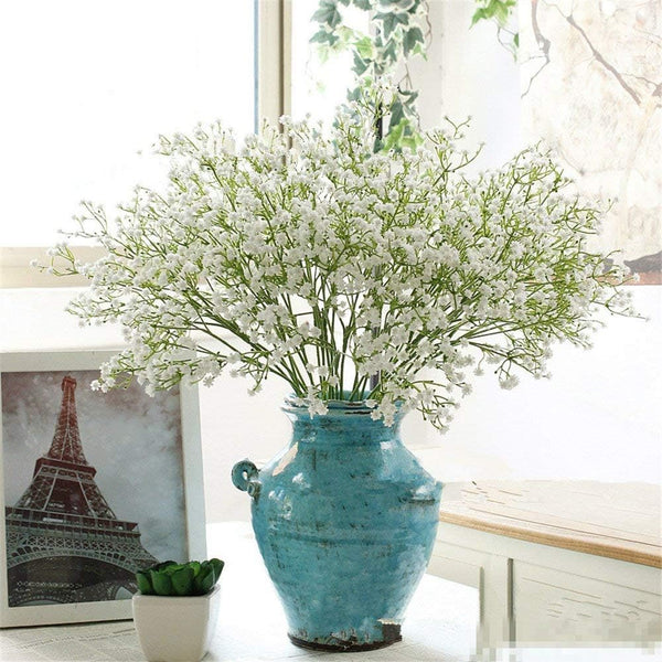 Artificial Flowers 9Pcs 21" Baby Breath/Gypsophila Fake Silk Plants for Wedding Party Decoration, White