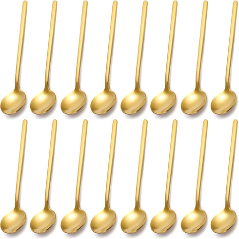 Jucoan 16 Pack Gold Plated Espresso Spoons, 5 Inch Mini Coffee Spoons for Dessert, Ice Cream