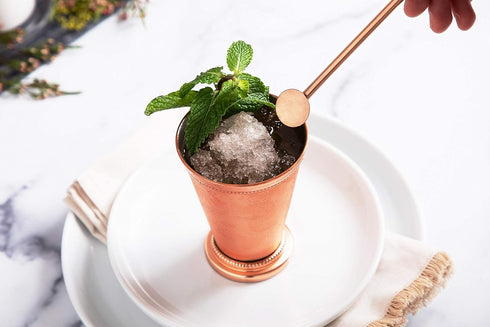 Sol Living Mint Julep Cups Set of 4, 12 oz Stainless Steel Lining Copper Cups for Cocktails and Mixed Drinks Barware Set