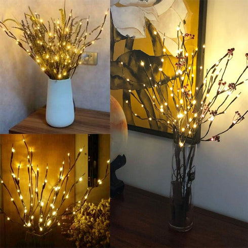 2 Pack Decorative LED Lighted Branch Lights, Battery Operated, 29.5 Inches, Warm White, 20 LEDs for Home Decor