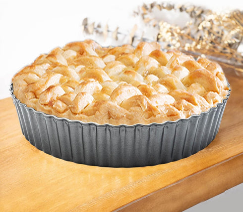 Deep Dish Quiche Pan, 11” x 2” Tall Nonstick Pie Pan with Removable Bottom for Baking