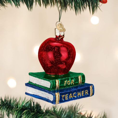 Old World Christmas Teacher Gifts, Glass Blown Ornaments for Christmas Tree, Apple