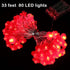 33ft/10m 80 Mudder LED Red Hanging Lanterns String Lights Chinese New Year Battery Operated Fairy String Hanging