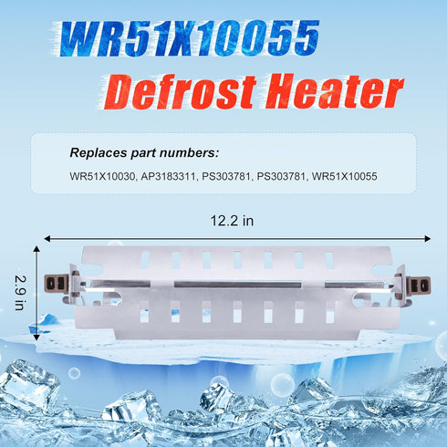 WR51X10055 Refrigerator Defrost Heater Kit, WR55X10025 Refrigerator Temperature Sensor, WR50X10068 Defrost Thermostat Compatible with General Electric Hotpoint Refrigerators