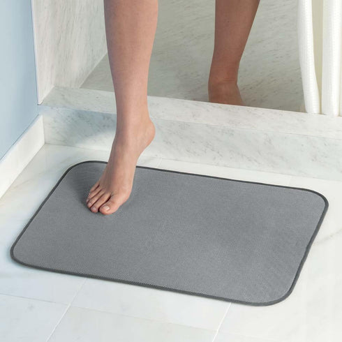 InterDesign iDry Microfiber Shower and Bath Mat, Large, Pewter