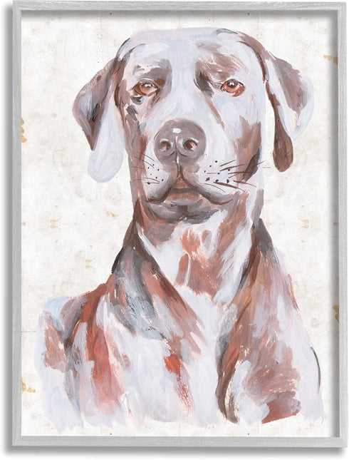 Stupell Industries House Dog Pet Portrait: Labrador Soft Tone Painting by Melissa Wang, Gray Framed Wall Art (16 x 20)
