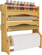 Foil Plastic Wrap Organizer Dispenser - Wall Mounted Bamboo Kitchen Paper Towel