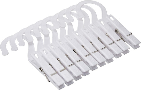 Fox Run Set of 10 Laundry Hooks, White Clothing Pin Hooks