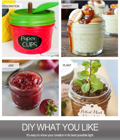 4 OZ 32 PACK,Extra 32 VERONES Mason Jars Canning Jars, Jelly Jars With Regular Lids and Bands, Ideal for Jam, Honey