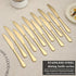 Gold Dinner Knives 12 Piece Set, Stainless Steel Titanium Plating Shiny Gold Knives, Dishwasher Safe