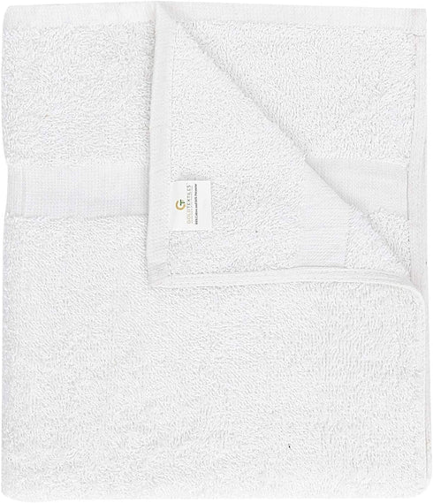 12 Pack (22x44 Inches) GOLD TEXTILES Bulk Bath Towels White Economy Light Weight Easycare