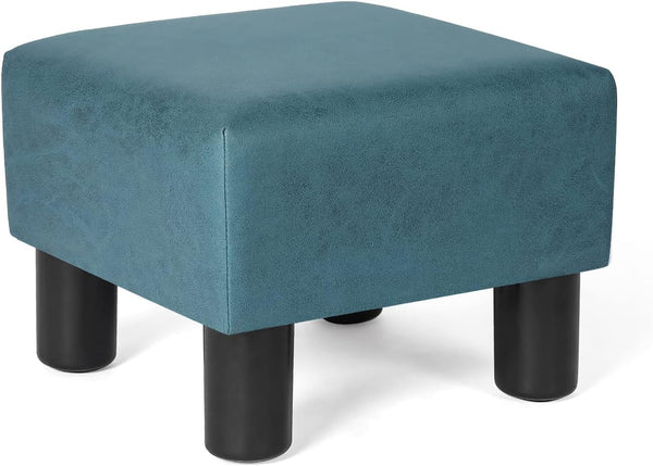 Homebeez 13" Small Footstool Leathaire Fabric Ottoman Footrest Modern Home Living Room