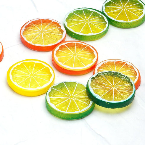 30 PCS Artificial Lemon Slices, Simulation Plastic Fake Fruit for Home Kitchen Table Party Decor