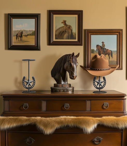 2 Packs, Hat Stand, Cowboy Hat Display, Western Table Decor, Metal Horseshoe Hat Stand, Cowboy Hat Holder, Cowboys