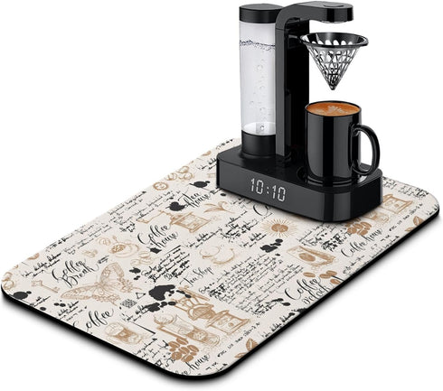 Coffee Bar Mat 19inx12in, Absorbent Anti-Slip Coffee Mat for Countertops, Fits Under Coffee Machine, Kitchen Dish