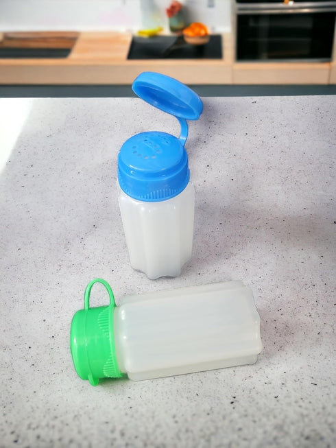 Set (1 Handy Housewares Spill-Proof Flip-Lid Mini Salt & Pepper Shakers | Compact Durable Plastic Travel Spice
