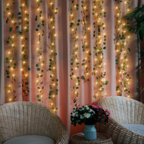 12 Pack 240 8 Fake Vines Curtain String Light LED Mode & Timer Hanging Ivy Lights Vines for Bedroom Wall Hanging Garden