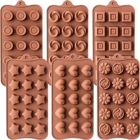 6 Pack Chocolate Molds Candy Molds Silicone, Food-Grade Non-Stick Jelly Mold, Crayon