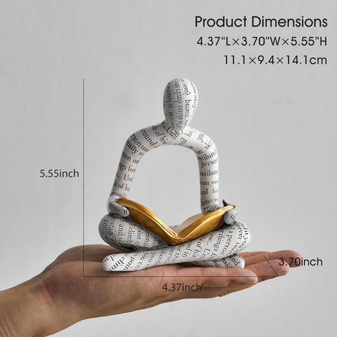 White Decor Reading Statue - Modern Abstract Thinker Sculptures - Resin Decorations for Living Room Coffee Table