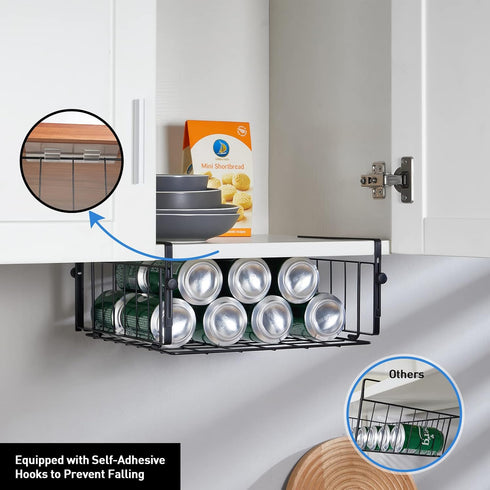 2 Pack AmonHouseware Hanging Under Shelf Storage Basket,Adjustable Under Cabinet Add-on Storage Racks Slide-in Baskets