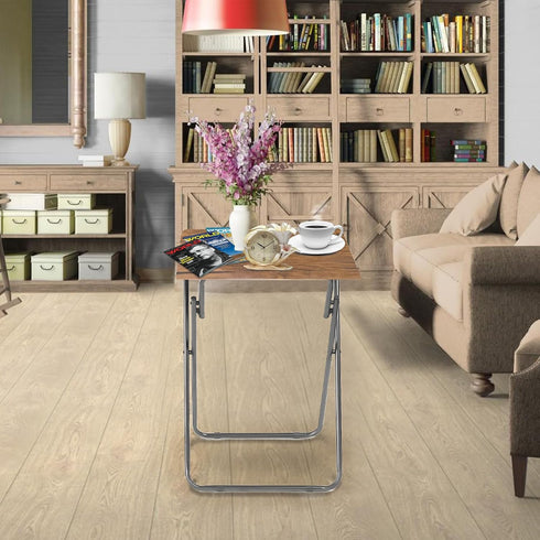 Required,15 18.9in(Yellow Brown,1pcs) Tv Trays Folding Tv Table, Dinner Table for Eating with Sturdy Metal Frame, Small