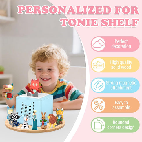 360 1/2 10~15 Round Turntable for Tonies Box Organizer Storage Shelf, Magnetic Stand Holder for Toniebox Player Tonies