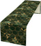 Nitmbi Marble Table Runner,Green Golden Marble Texture Abstract Art Pattern Table Runner for