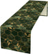 Nitmbi Marble Table Runner,Green Golden Marble Texture Abstract Art Pattern Table Runner for