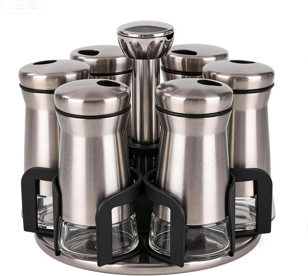 360 Rotating Spice RackSpice Rack Organizer for Cabinet - Includes 6pcs Glass