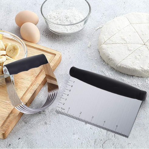 Dough Blender Set - Stainless Steel Pastry Cutter with Scraper and Brush, Professional Baking Tools