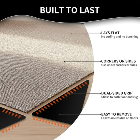 12PCS Non Slip Rug Grippers, Anti Slip Carpet Pads for Hardwood Floors/Tile/Mats, Keep Area Rugs Flat and Easily Peel