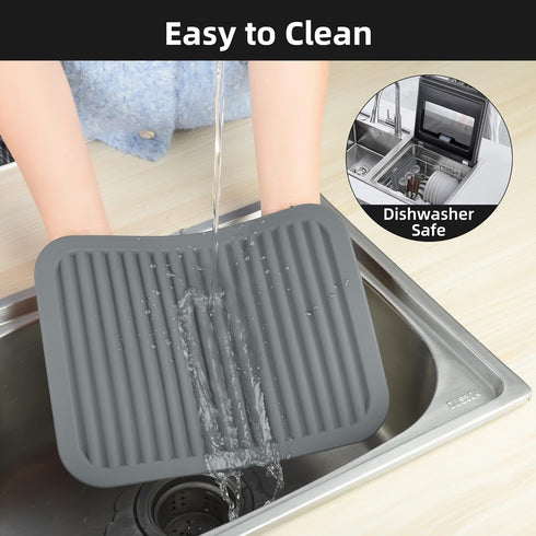 Large Black Silicone Trivets for Hot Pots and Pans, Multi-Purpose Heat Resistant Mat for Kitchen Countertops, Set 2