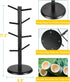 Lorbro Coffee Mug Tree with 8 Hooks, Bamboo Countertop Mug Stand, Kitchen Organizer Storage Stand (Black)