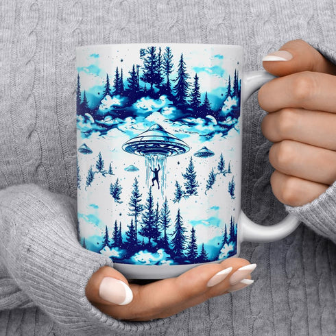 UFO Abduction Alien Extraterrestrial Coffee Mug, Paranormal Gifts (15oz)