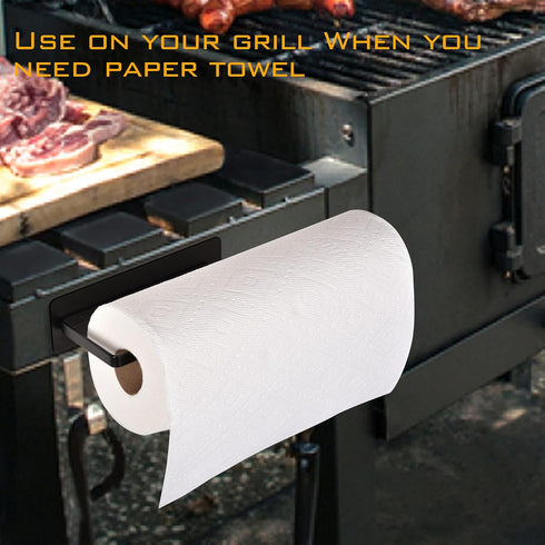 EASTTOWEST Magnetic Paper Towel Holder, Black Towel Bar Rack for Refrigerator, BBQ Grills, Heavy Duty, 12” x 3”