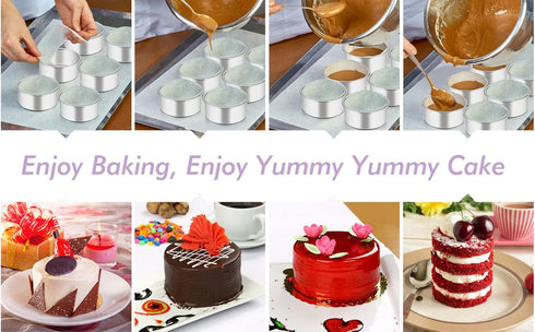 TeamFar 4 Inch Cake Pan Set - 6 Pcs Layer Baking Round Cake Pans, Stainless Steel, Healthy & Sturdy