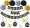 50th Wedding Anniversary Decorations Kit, Gold Glitter Happy 50th Banner, Sparkling 50 Hanging Swirls, Poms