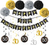 50th Wedding Anniversary Decorations Kit, Gold Glitter Happy 50th Banner, Sparkling 50 Hanging Swirls, Poms