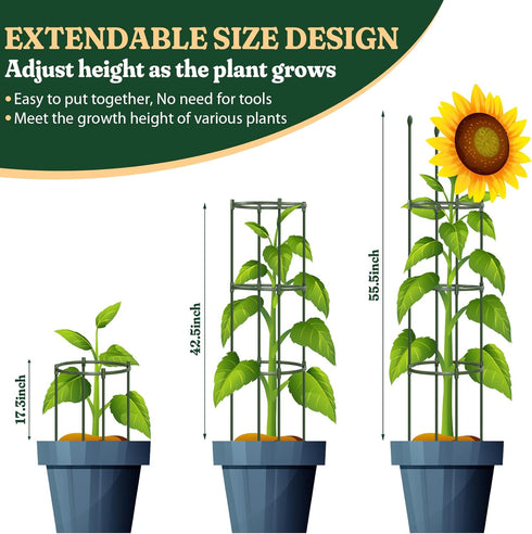 LOMNYIY 55.1 inches2 Pack) Garden Trellis, Tomato Cage Tall Plant Support Climbing Vines Flowers Stands Cucumber