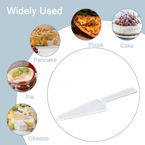 TINSKY 50Pcs Clear Plastic Disposable Cake Cutter, 9.1 Inch Pie Server, Cake Spatula, Pizza Cutter